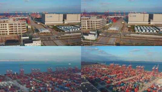 广州南沙港码头航拍高清在线视频素材下载