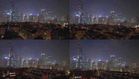 航拍上海陆家嘴夜景高清在线视频素材下载