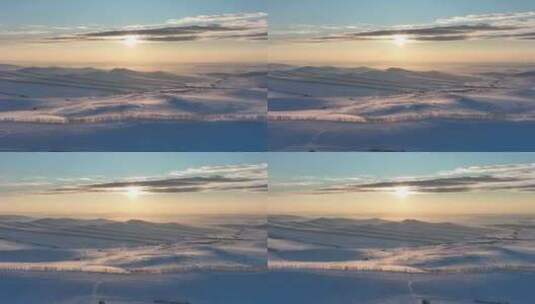 呼伦贝尔冬天雪景自然风光冬日暖阳高清在线视频素材下载