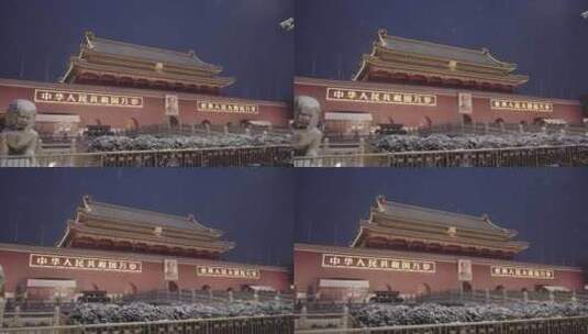 北京下雪中的天安门城楼高清在线视频素材下载