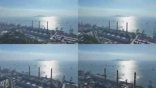 深圳前海湾保税港区航拍海边港口码头集装箱高清在线视频素材下载