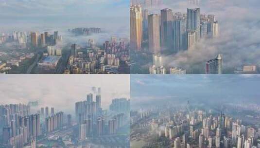 南宁市城区云海平流雾航拍视频素材高清在线视频素材下载