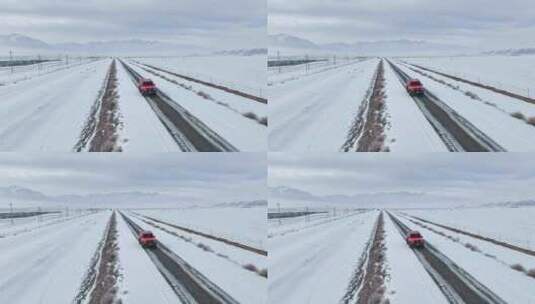 冬季新疆自驾 公路自驾 旅行 冰天雪地高清在线视频素材下载