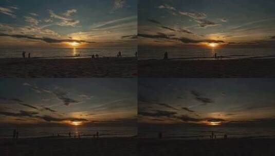 海滩夕阳延时高清在线视频素材下载