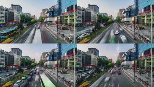 城市道路绿色交通车流高清在线视频素材下载