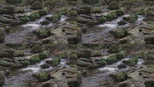 水流流水石青苔高清在线视频素材下载