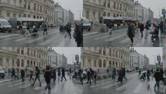 法国里昂街道行人过马路高清在线视频素材下载