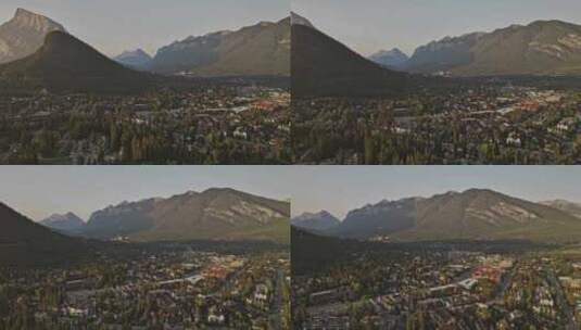 班夫AB加拿大航空v21天桥住宅区和山镇高清在线视频素材下载