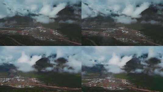 云南香格里拉尼西藏族村庄汤堆村云海光影高清在线视频素材下载