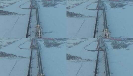 哈尔滨滨洲铁路桥航拍高清在线视频素材下载