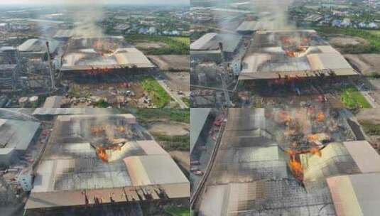 火灾严重的大型工业设施。高清在线视频素材下载