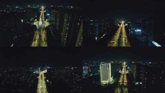 合集山东潍坊城市夜景交通航拍高清在线视频素材下载