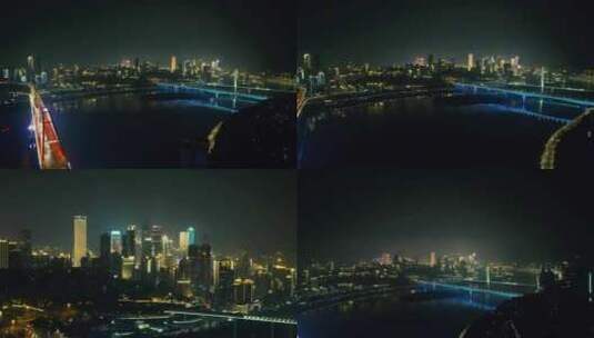 重庆江北区城市夜景灯光航拍高清在线视频素材下载