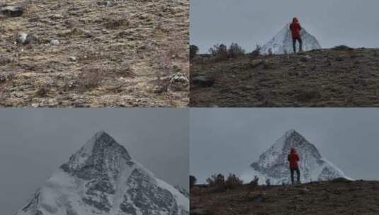 西藏那曲比如萨普神山圣山圣湖冰川航拍高清在线视频素材下载