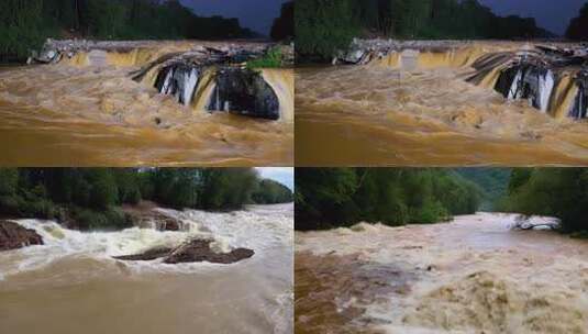 强降雨山洪爆发高清在线视频素材下载