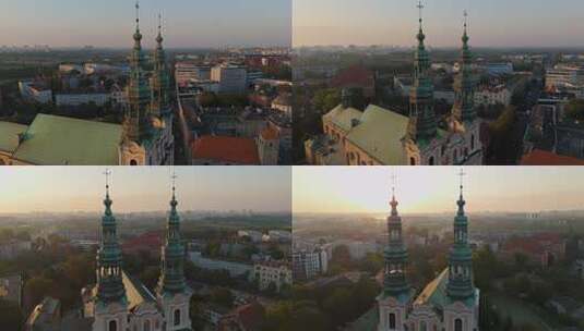 初夏波兹南历史旅游中心和圣弗朗西斯教堂尖高清在线视频素材下载