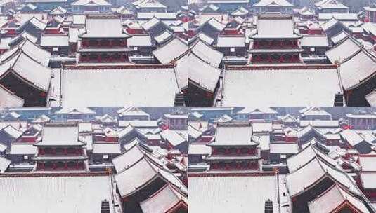 辽宁沈阳故宫雪后古建筑群全景航拍高清在线视频素材下载