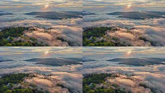 森林阳光云海森林云雾缭绕树林山大自然风景高清在线视频素材下载