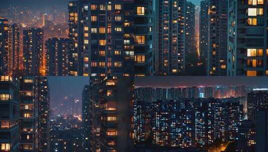 城市万家灯火夜景航拍视频高清在线视频素材下载