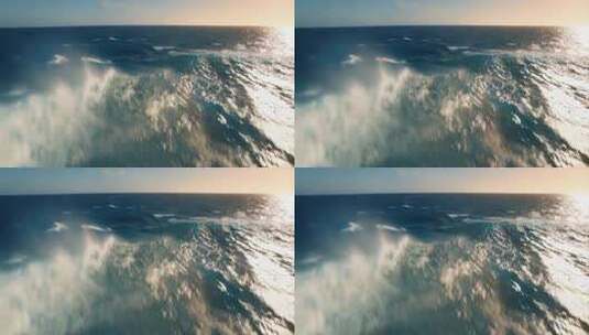 海上夕阳下的波浪景观高清在线视频素材下载