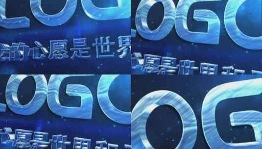 蓝色科技感3D立体金属字logo演绎片头高清AE视频素材下载