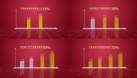 红色科技企业数据增长柱状图AE模板高清AE视频素材下载