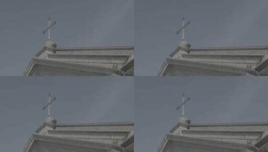 澳门教堂一角处十字架高清在线视频素材下载