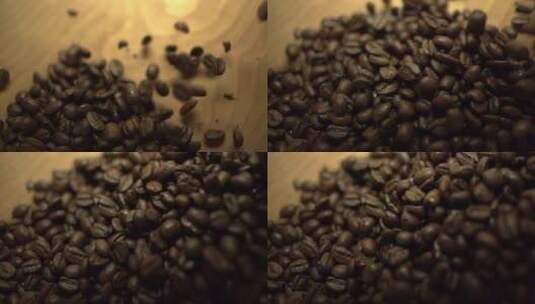 慢慢倒入的咖啡豆高清在线视频素材下载