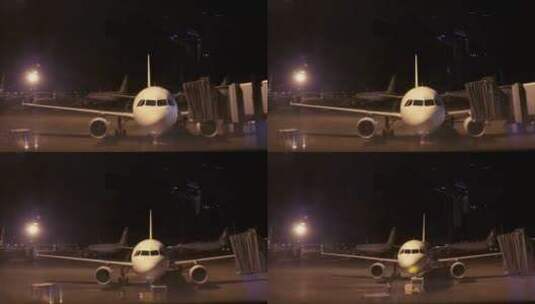 飞机在夜晚起飞高清在线视频素材下载