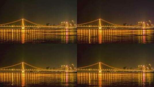 4K实拍武汉鹦鹉洲大桥夜景延时摄影高清在线视频素材下载