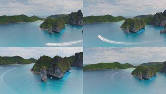 泰国旅游视频泰国普吉岛蓝色海水游艇高清在线视频素材下载
