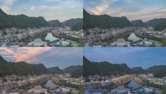 贵州黔东南镇远古城日转夜延时摄影4K高清在线视频素材下载