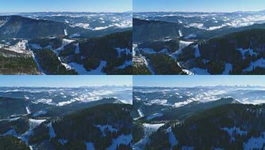 美丽的冬季森林空中景观高清在线视频素材下载