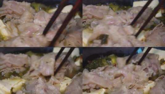 酸菜鱼煮粉丝涮火锅做饭美食高清在线视频素材下载