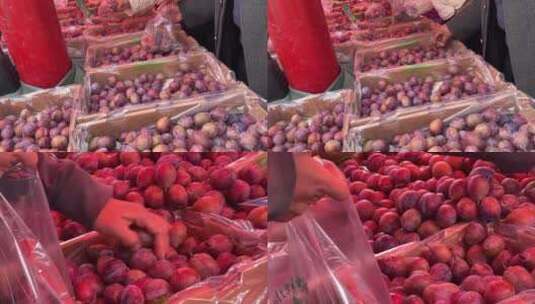 【镜头合集】水果摊位卖西梅梅子高清在线视频素材下载
