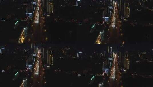 航拍湖南长沙城市夜幕降临夜景交通高清在线视频素材下载