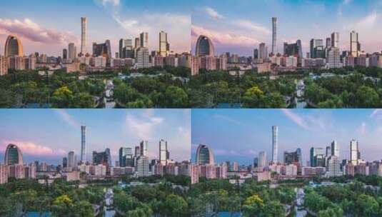 北京国贸CBD全景日落延时高清在线视频素材下载
