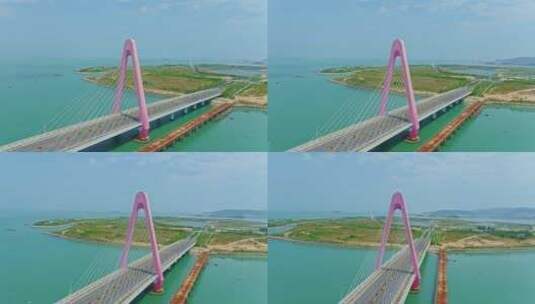 航拍漳州港双鱼岛海岸线美景高清在线视频素材下载
