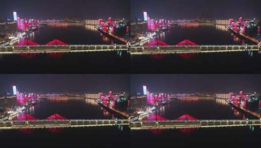 长沙银盆岭大桥夜景15高清在线视频素材下载