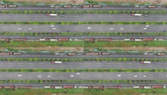 俯拍城市大道车辆行驶绿化植物高清在线视频素材下载