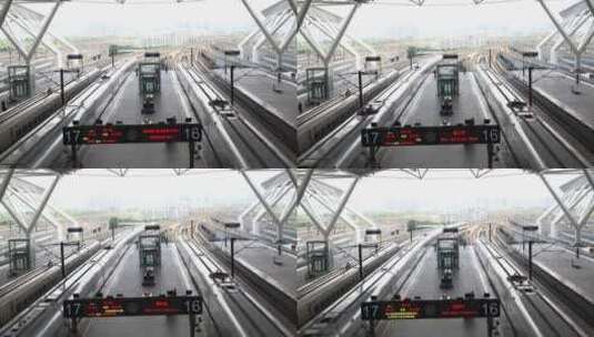 复兴号高铁驶出广州南站高清在线视频素材下载