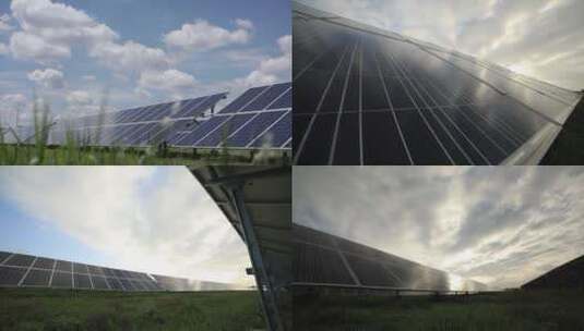 新能源 太阳能光伏发电厂 光伏板高清在线视频素材下载