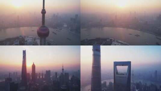 航拍穿越上海环球金融中心高清在线视频素材下载