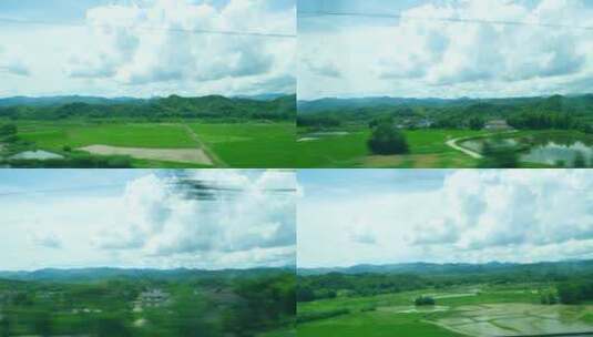 高铁车窗外的田野农田视频素材高清在线视频素材下载