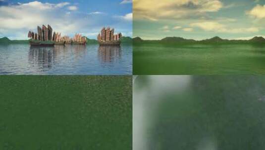 三维太湖蓝藻水藻污染高清在线视频素材下载
