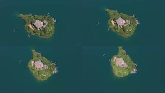 泸沽湖王妃岛航拍俯瞰4K高清素材高清在线视频素材下载