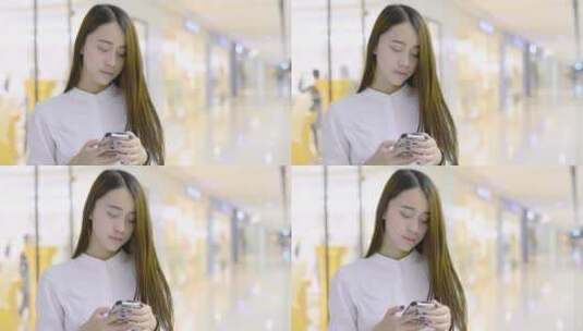 女孩使用手机高清在线视频素材下载
