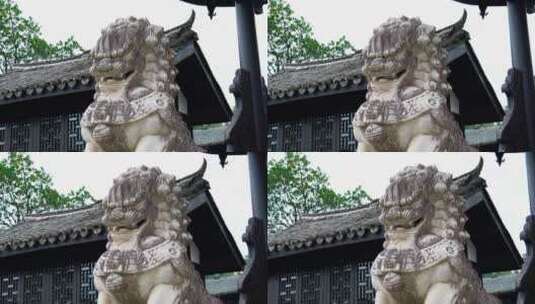 刘基庙的石狮高清在线视频素材下载