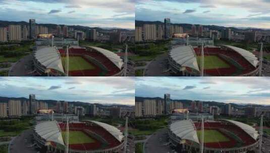 义乌市体育场4K航拍高清在线视频素材下载