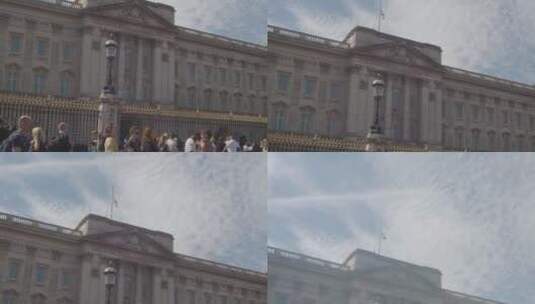 白金汉宫半旗飘扬的倾斜镜头高清在线视频素材下载